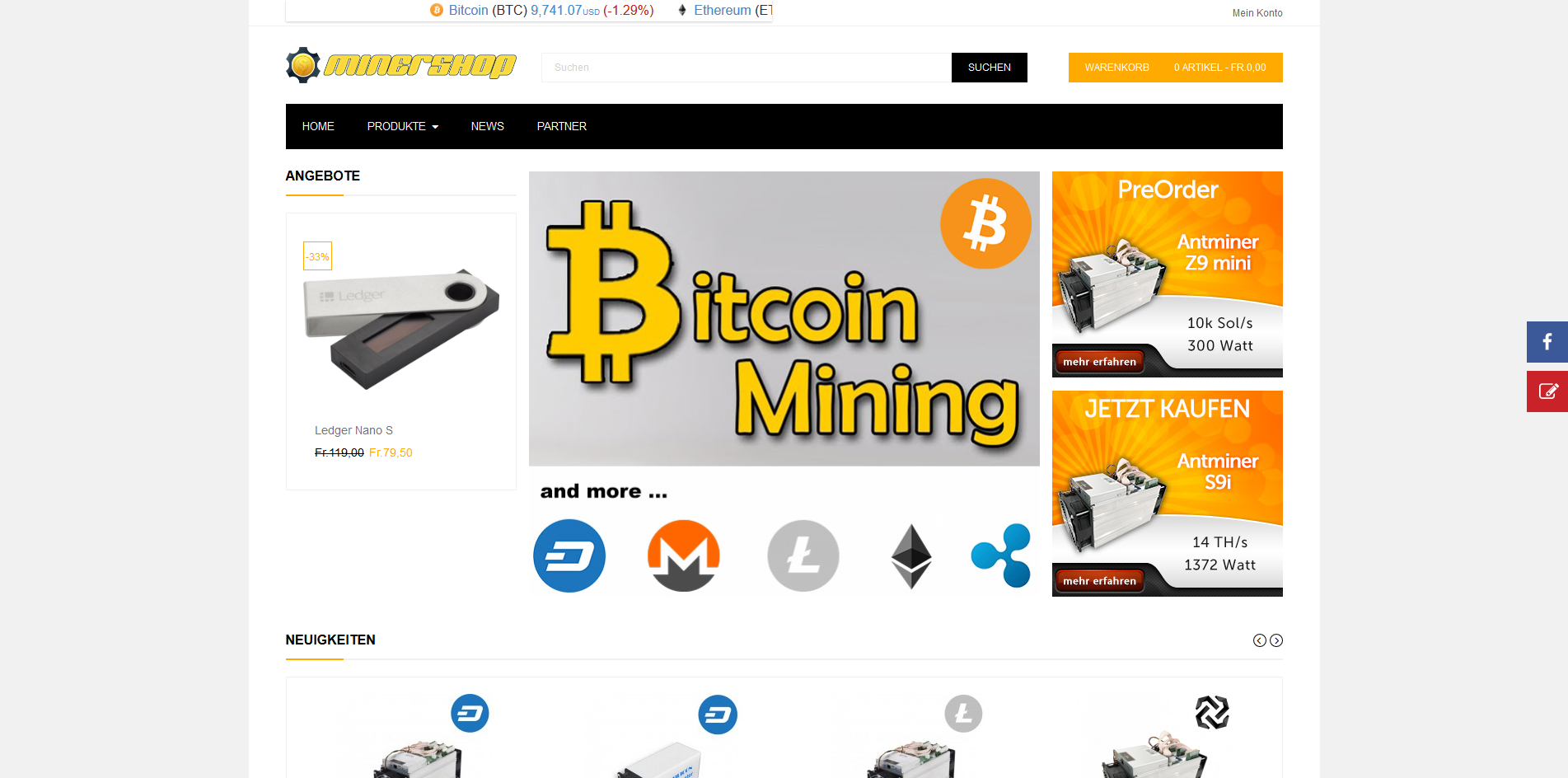 Mining Onlineshop zu verkaufen