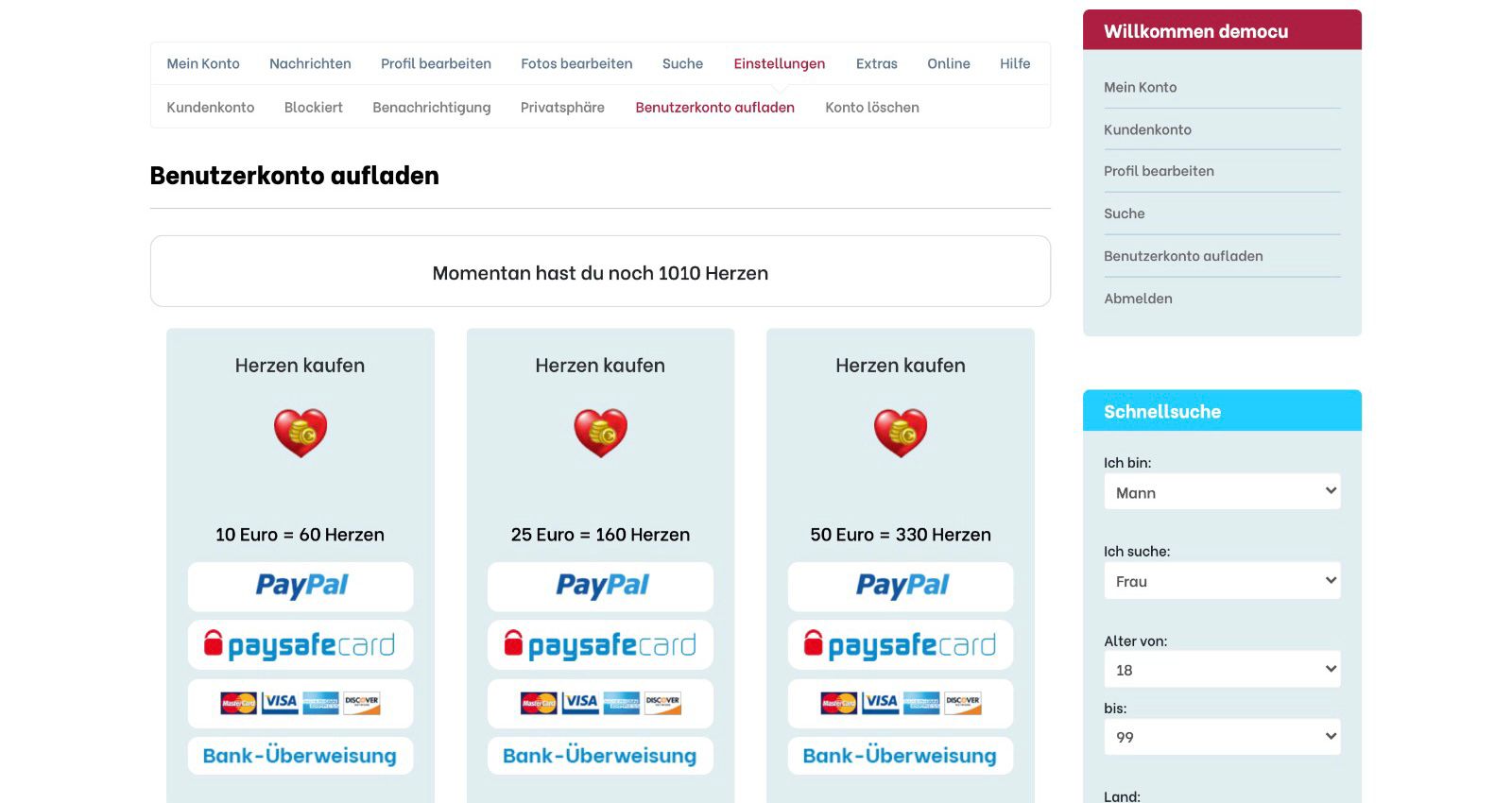Dating Webseite + Mobile App + Admin Panel (Deutsch)